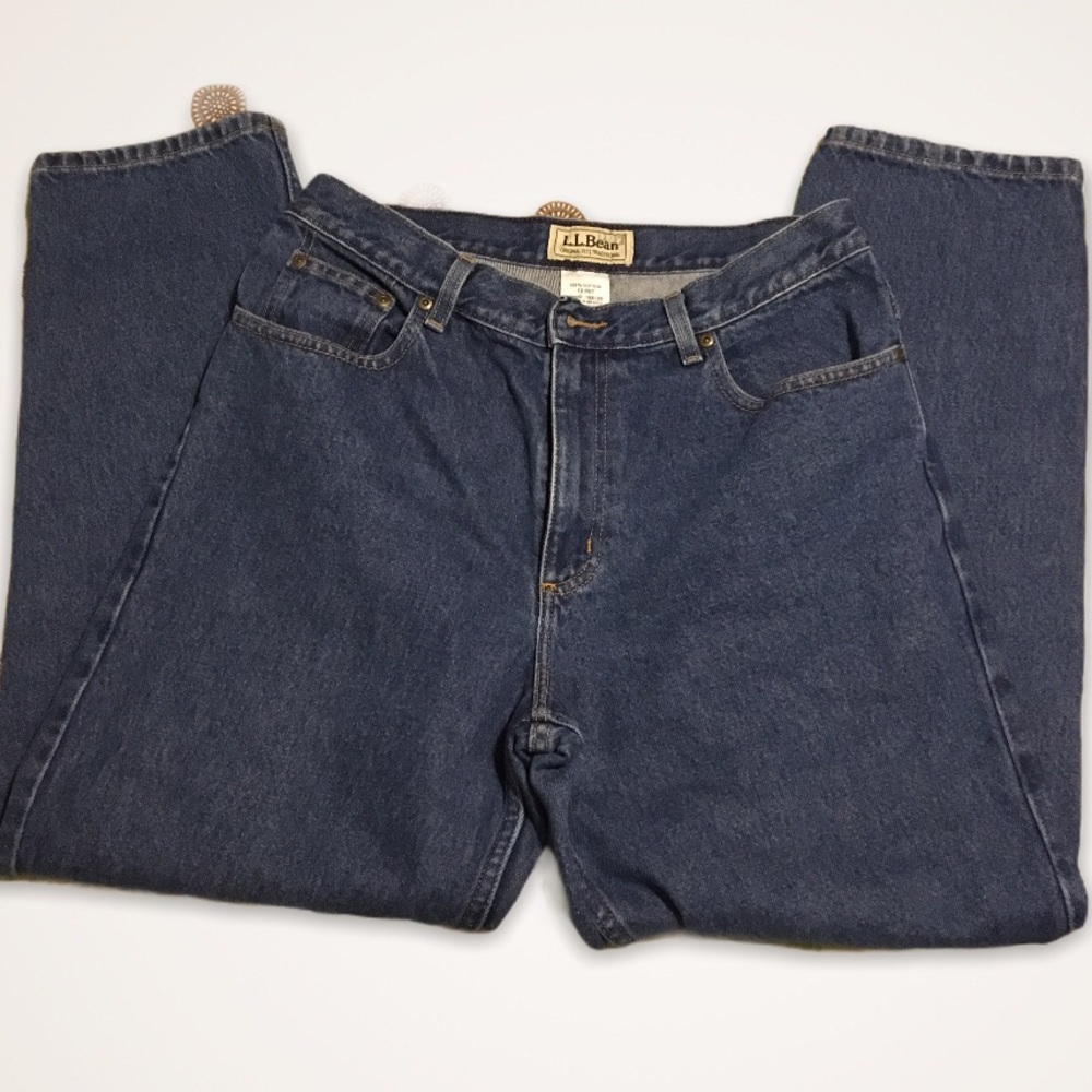 LL Bean denim blue jeans Traditional fit Size 12P